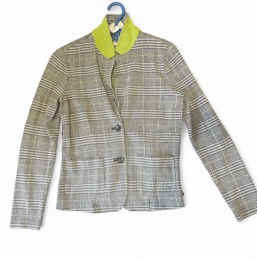 Plaid Women's blazer with Green Collar